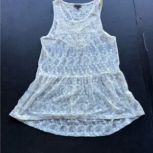 Express White Lace Tunic Top